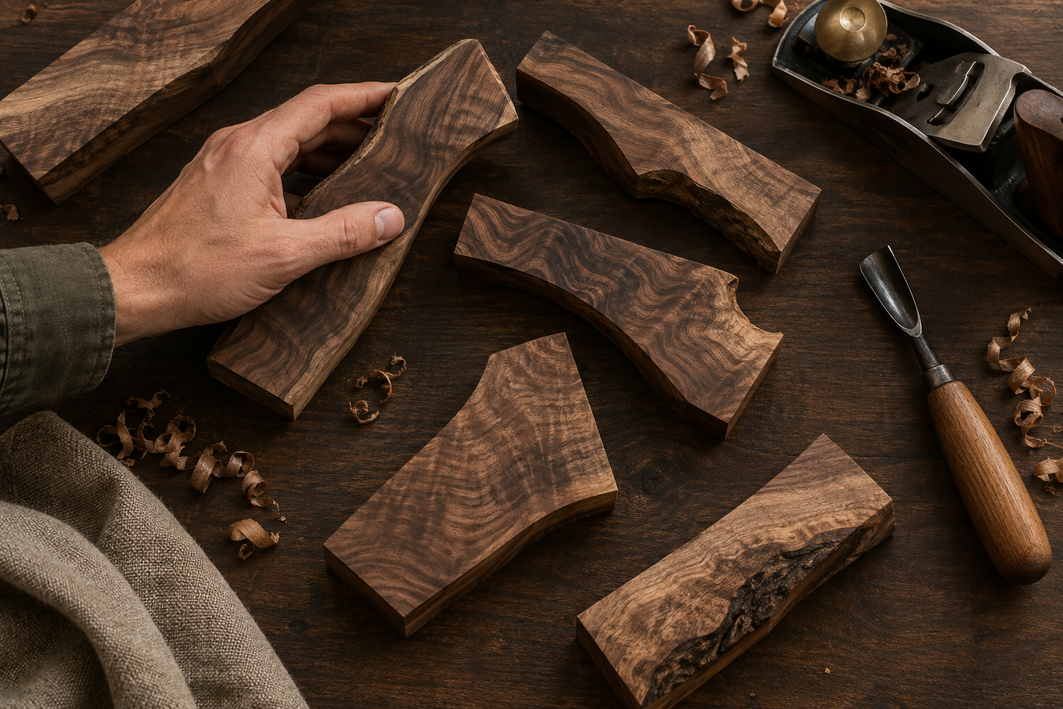 Selected walnut blanks